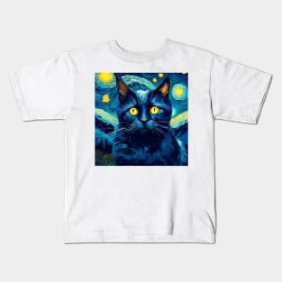 Cat Van Gogh Kids T-Shirt